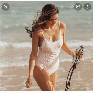 Albion light pink gingham swim suit